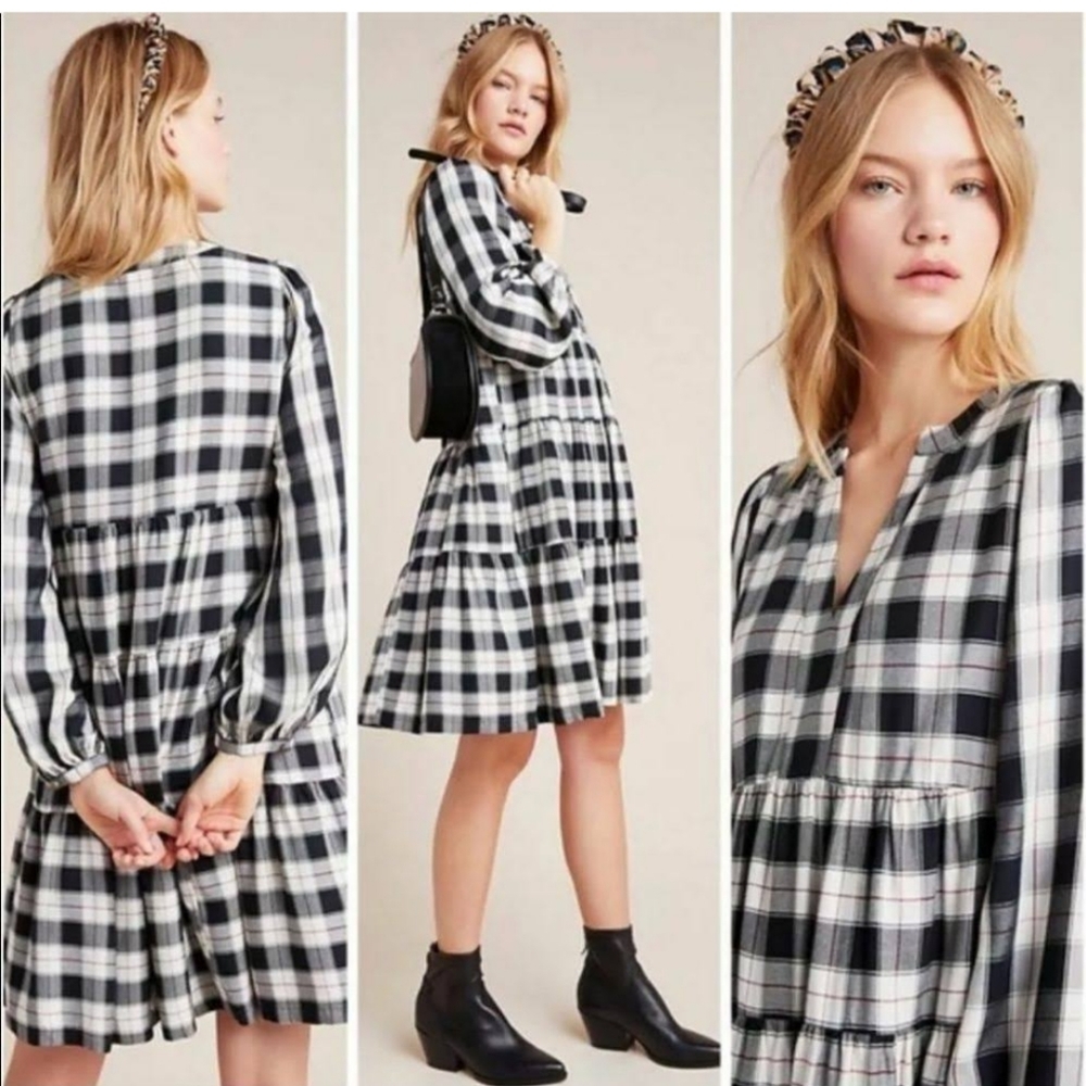 Maeve S Amber Plaid Tiered Tunic